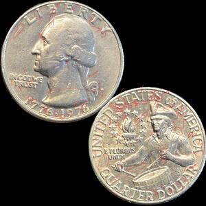 READ Bicentennial Quarter 1976D Double Die Double Ear Crack Die Clash Error Coin